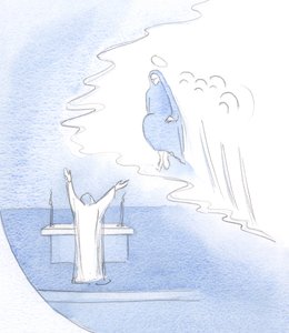 Met welke vreugde prijst Christus (aan het Altaar) Zijn Moeder, in bewondering van Haar persoon en haar hele levenswerk.