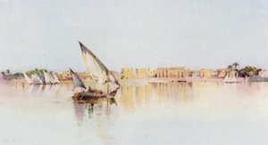 De Tempel van Luxor, vanaf de Westelijke Oever van de Nijl door Ella Du Cane