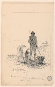 Man en vrouw werken bij een rivier door Elliott Daingerfield
