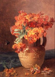Een Stilleven met Muurbloemen in een Steengoed Kruik door Eloise Harriet Stannard