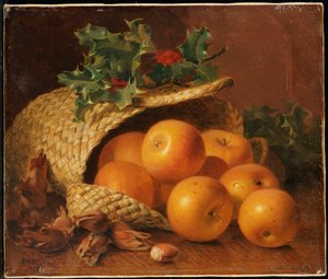 Stilleven met Appels, Hazelnoten en Hulst, 1898 door Eloise Harriet Stannard
