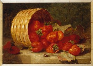 Aardbeien in een Rieten Mand op een Richel, 1895