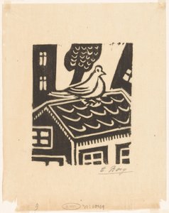 Duif op dak door Else Berg (signed by artist)