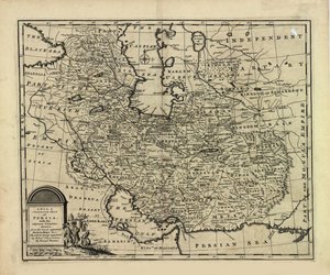 Nieuwe en nauwkeurige kaart van Perzië, met het Safavidische en Mughal-rijk door Emanuel Bowen