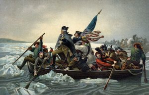 George Washington steekt de Delaware over tijdens de Amerikaanse Onafhankelijkheidsoorlog, 25 december 1776 door Emanuel Gottlieb (after) Leutze