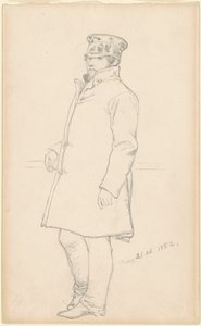 Man met pet en jas door Emanuel Gottlieb Leutze