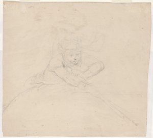 Studie van Halflang Figuur met Paal door Emanuel Gottlieb Leutze