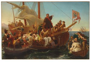 Het Vertrek van Columbus uit Palos in 1492, 1855 door Emanuel Gottlieb Leutze
