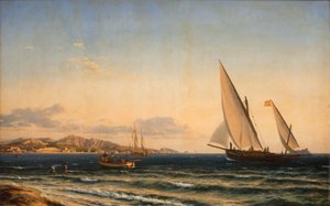 Avond aan de Middellandse Zee. Op de achtergrond Marseille en het eiland If