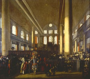 Interieur van de Portugese Synagoge in Amsterdam