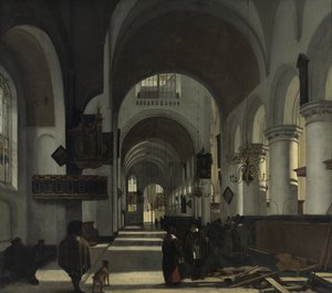 Interieur van een kerk door Emanuel de Witte
