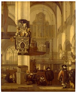 Interieur van een kerk door Emanuel de Witte