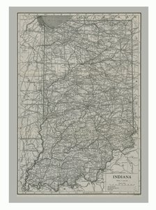 Kaart van Indiana, VS, ca. 1900s