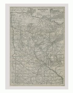 Kaart van Minnesota, VS, circa 1900s