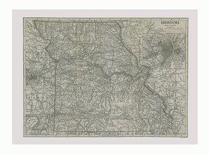 Kaart van Missouri, VS, ca. 1900