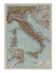 Kaart van Modern Italië, ca. 1910s