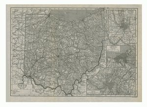 Kaart van Ohio, VS, ca. 1910s