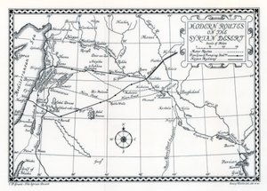 Spoor- en autowegen en pijpleidingen, Syrische woestijn, 1937 door Emery Walker