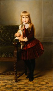 Portret van een jong meisje met een pop door Emil Brack