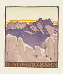 Jungfrau-Bahn, Poster ter Reclame voor de Jungfrau Bergspoorweg door Emil Cardinaux