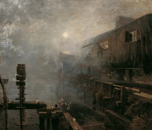 Zaagmolen in de Ochtendmist door Emil Jakob Schindler