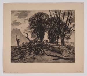Deens: Bomen worden geveld op de wal door Emil Krause