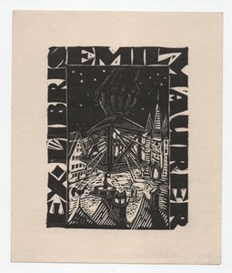 Ex Libris Emil Maurer (gravure) door Emil Maurer