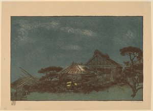 Avond in Fukagawa door Emil Orlik