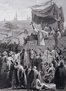 Prediking van de Tweede Kruistocht, gegraveerd door Alexandre Marie Colin (1798-1875)