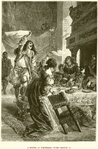 Een diner in Whitehall onder Charles II door Emile Antoine Bayard