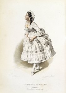 Suzanne in "Le mariage de Figaro" - in "Oeuvres complètes de Beaumarchais", tekeningen door Emile Bayard, ed. Laplace Sanchez & cie, Parijs door Emile Antoine Bayard