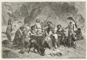 Een maaltijd in de Bronstijd door Emile Antoine Bayard