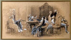 Schrijver Alexandre Dumas Jr. leest zijn werken door Emile Antoine Bayard