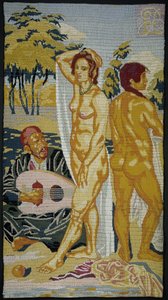 Geborduurd tableau; Deux Baigneuses