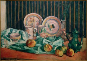Stilleven met appels en Bretonse keramiek door Emile Bernard