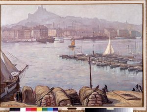 De oude haven van Marseille en Notre Dame de la Garde door Emile Bernard