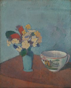 Vaas met bloemen en kopje, 1887 door Emile Bernard