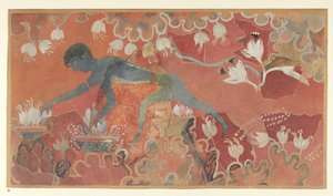 Blauwe Aap Saffraanverzamelaar fresco uit het Paleis van Minos in Knossos