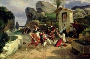 Italiaanse bandieten verrast door pauselijke troepen, 1831