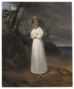 Portret van de weduwe Comtesse Jean-Henri-Louis Greffulhe in een landschap