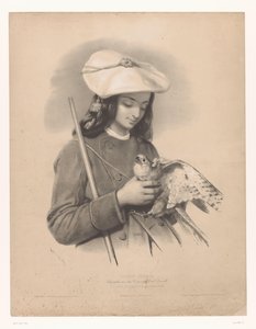Herder uit de Pyreneeën met een valk in zijn handen door Emile Lassalle