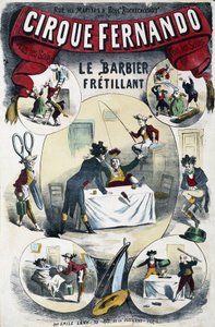 Cirque Fernando: De schrijvende kapper - Poster door Lévy, eind 19e eeuw