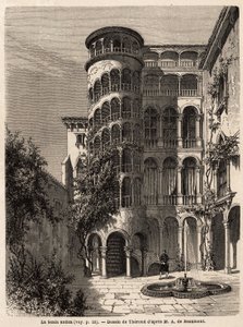 La Scala Antica. Gravure in Le tour du monde, bewerkt door Edouard Charton. door Emile Theodore Therond