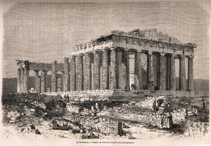 Het Parthenon in Athene. Illustratie van het verhaal van M.A. Proust, een winter in Athene