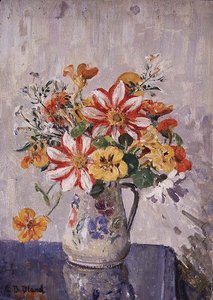 Stilleven met bloemen in een kruik door Emily Beatrice Bland