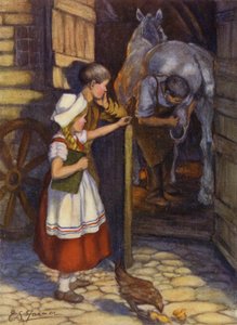 Evangeline en Gabriel bij de smidse