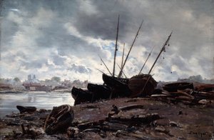 Boten wachten op het tij, 1882