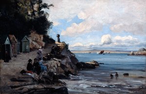 Zaterdag op het vrouwenbadstrand, 1876 door Emmanuel Lansyer