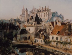 Het kasteel van Loches en de Porte des Cordeliers, gezien vanaf de spinnerij