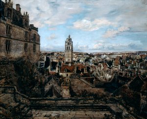 Uitzicht vanaf het terras van het kasteel Loches, 1884 door Emmanuel Lansyer